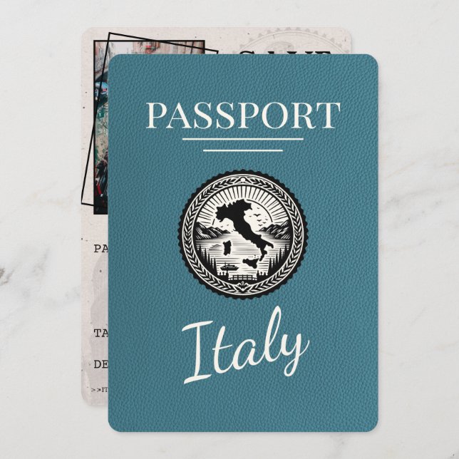 Save The Date Passeport d'Italie turquoise (Devant / Derrière)