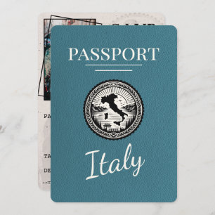 Save The Date Passeport d'Italie turquoise