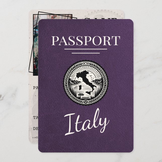 Save The Date Passeport d'Italie violet violet (Devant / Derrière)