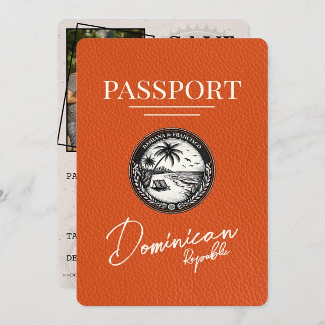 Save The Date Passeport D'Orange République Dominicaine Enregist (Devant / Derrière)