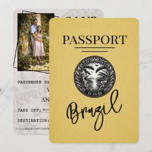 Save The Date Passeport Du Brésil Jaune Enregistrer La Date