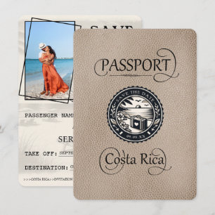 Save The Date Passeport du Costa Rica beige