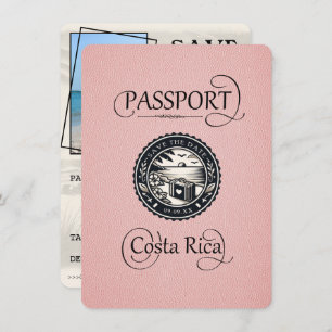 Save The Date Passeport du Costa Rica rose