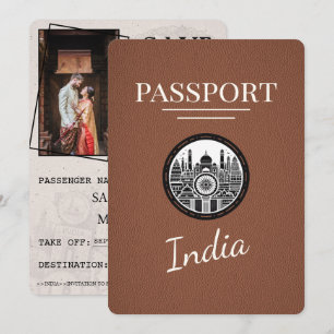 Save The Date Passeport Inde Brown Enregistrer La Date