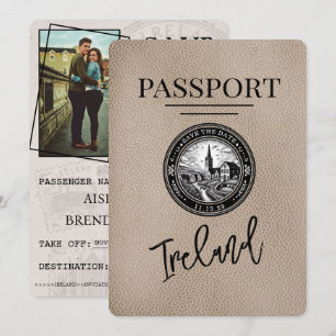Save The Date Passeport Irlande Beige Enregistrer La Date