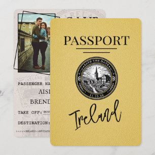 Save The Date Passeport Irlande Jaune Enregistrer La Date