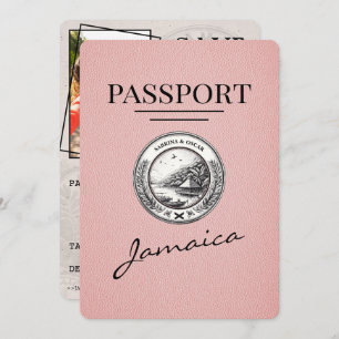 Save The Date Passeport Jamaïque Rose Enregistrer La Date