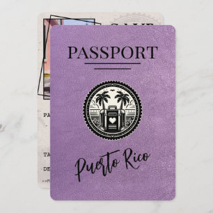 Save The Date Passeport Lavender Porto Rico