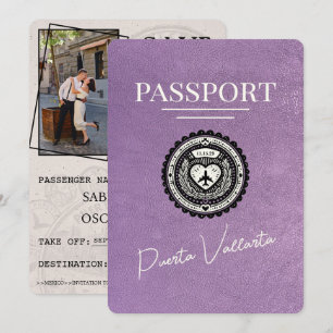 Save The Date Passeport Lavender Purple Puerta Vallarta
