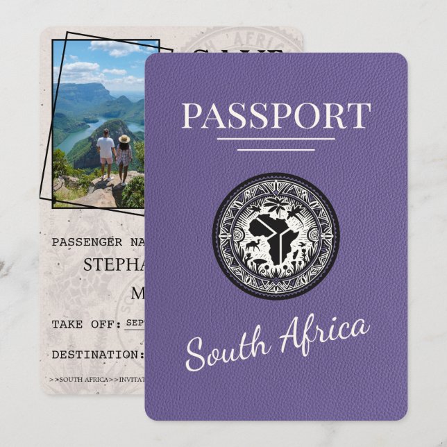 Save The Date Passeport Lilac Afrique du Sud (Devant / Derrière)