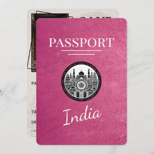 Save The Date Passeport Magenta Pink India Enregistrer La Date