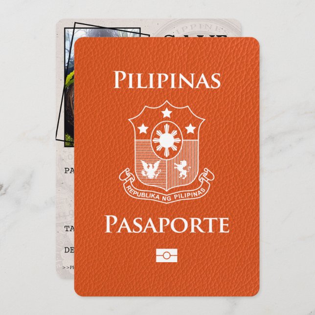 Save The Date Passeport Orange Philippines Enregistrer La Date (Devant / Derrière)