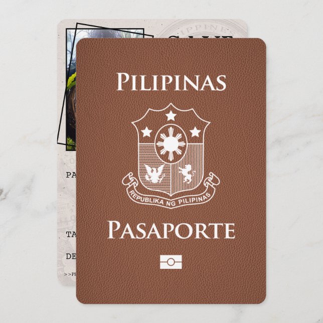 Save The Date Passeport Philippines Brown Enregistrer La Date (Devant / Derrière)