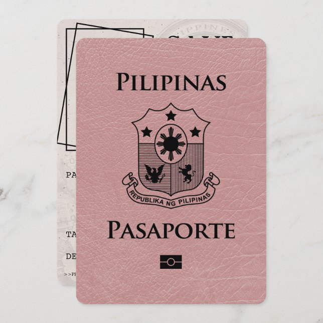 Save The Date Passeport Philippines Dusty Rose Enregistrer La Da (Devant / Derrière)