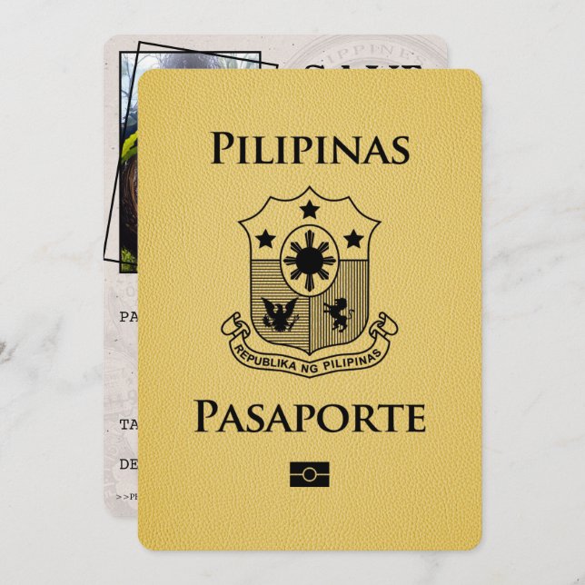 Save The Date Passeport Philippines Jaune Enregistrer La Date (Devant / Derrière)