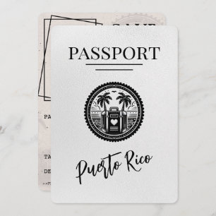 Save The Date Passeport Porto Rico blanc