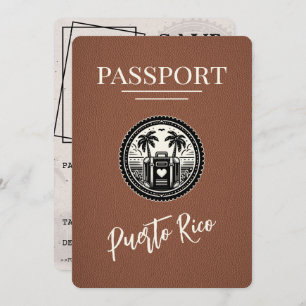 Save The Date Passeport Porto Rico Brown