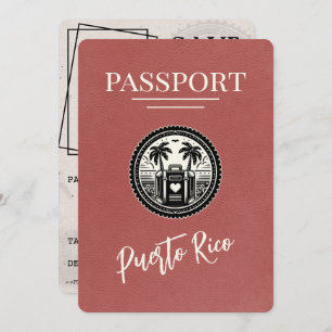 Save The Date Passeport Porto Rico en Bourgogne légère