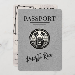 Save The Date Passeport Porto Rico gris