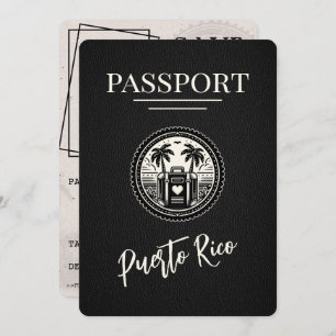 Save The Date Passeport Porto Rico noir