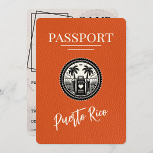 Save The Date Passeport Porto Rico Orange