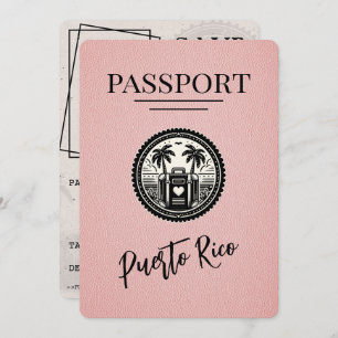 Save The Date Passeport Porto Rico rose