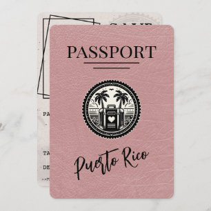 Save The Date Passeport Porto Rico Rose Dusty