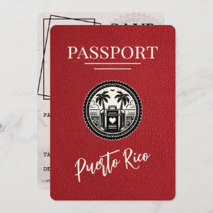 Save The Date Passeport Porto Rico Rouge