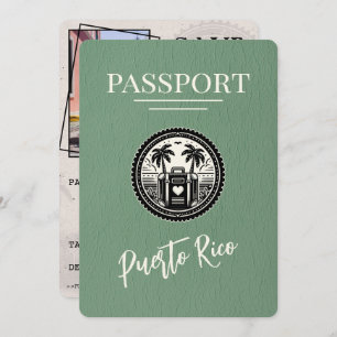 Save The Date Passeport Porto Rico Sage Green