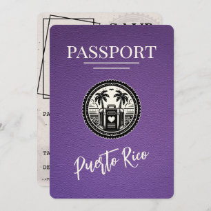 Save The Date Passeport Porto Rico Violet