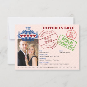 Save The Date Passeport pour Aimer mignon destination amusante M