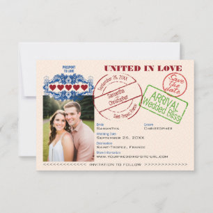 Save The Date Passeport pour l'amour Destination Mariage Amusant