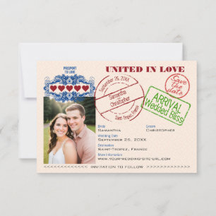 Save The Date Passeport pour une destination de mariage adorable