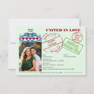 Save The Date Passeport pour une destination de mariage amusante