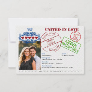 Save The Date Passeport pour une destination de mariage mignonne