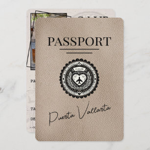 Save The Date Passeport Puerta Vallarta Beige Enregistrer La Dat