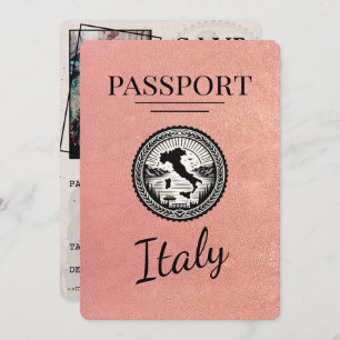 Save The Date Passeport rose Gold Italie