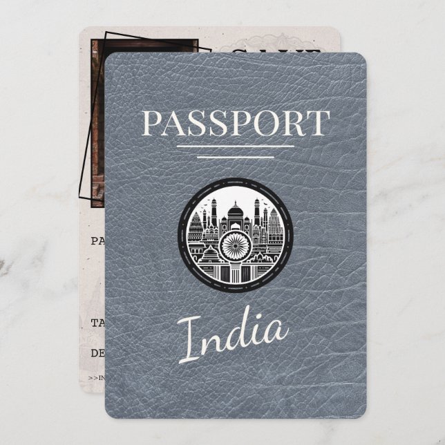 Save The Date Passeport Silver India Enregistrer La Date (Devant / Derrière)