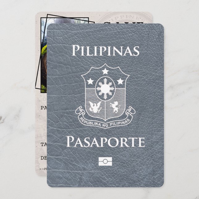 Save The Date Passeport Silver Philippines Enregistrer La Date (Devant / Derrière)