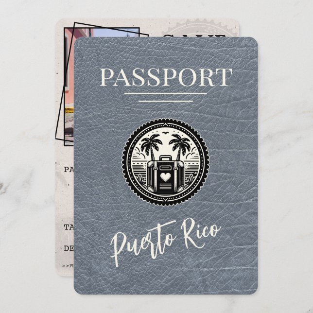 Save The Date Passeport Silver Porto Rico (Devant / Derrière)