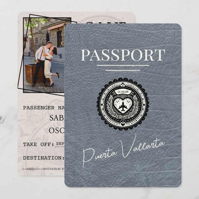 Save The Date Passeport Silver Puerta Vallarta (Devant / Derrière)