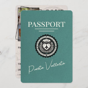Save The Date Passeport Turquoise Puerta Vallarta