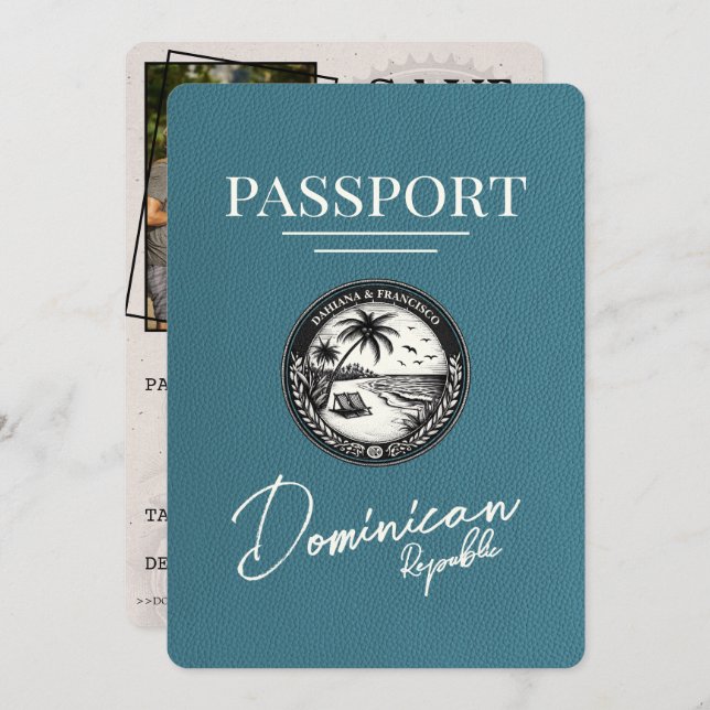 Save The Date Passeport turquoise République Dominicaine Enregis (Devant / Derrière)