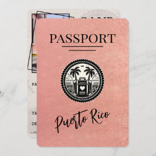 Save The Date Passport rose Gold Porto Rico