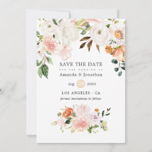 Save The Date Pastel Aquarelle Florale Printemps Mariage