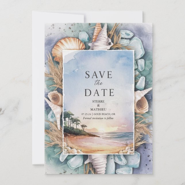 Save The Date Pastel Beach Wedding (Devant)