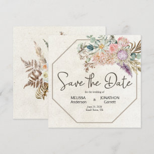 Save The Date Pastel Boho Neutral Floral Élégant Enregistrer La