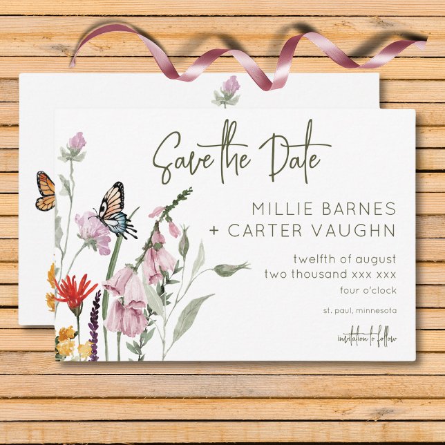 Save The Date Pastel & Bourgogne Floral Moderne Mariage (Pastel & Burgundy Blooms Floral Modern Wedding Save The Date)