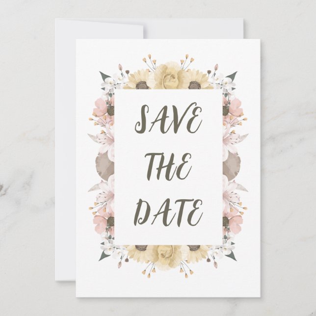 Save The Date Pastel Color Floral Mariage (Devant)