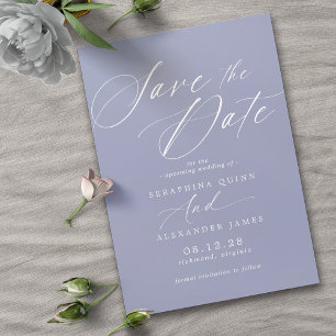 Save The Date Pastel Cornflower Blue   Script moderne simple